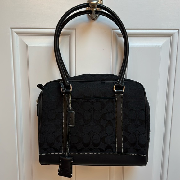 Coach Black Satchel with Signature Monogram - Picture 1 of 12